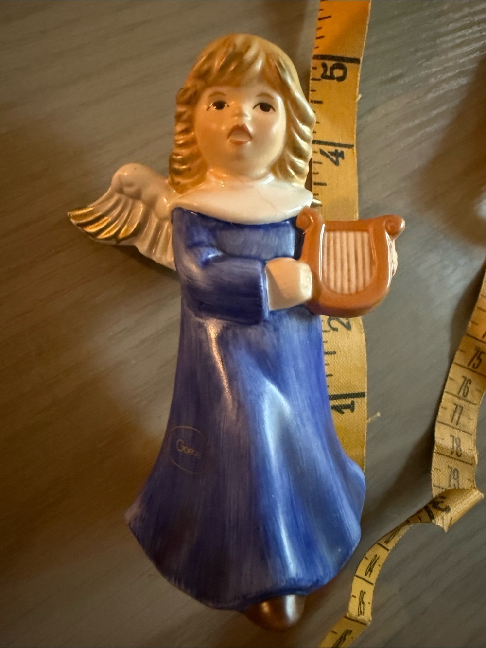 Blue Angel Figurine with Harp - Brand: Goebel